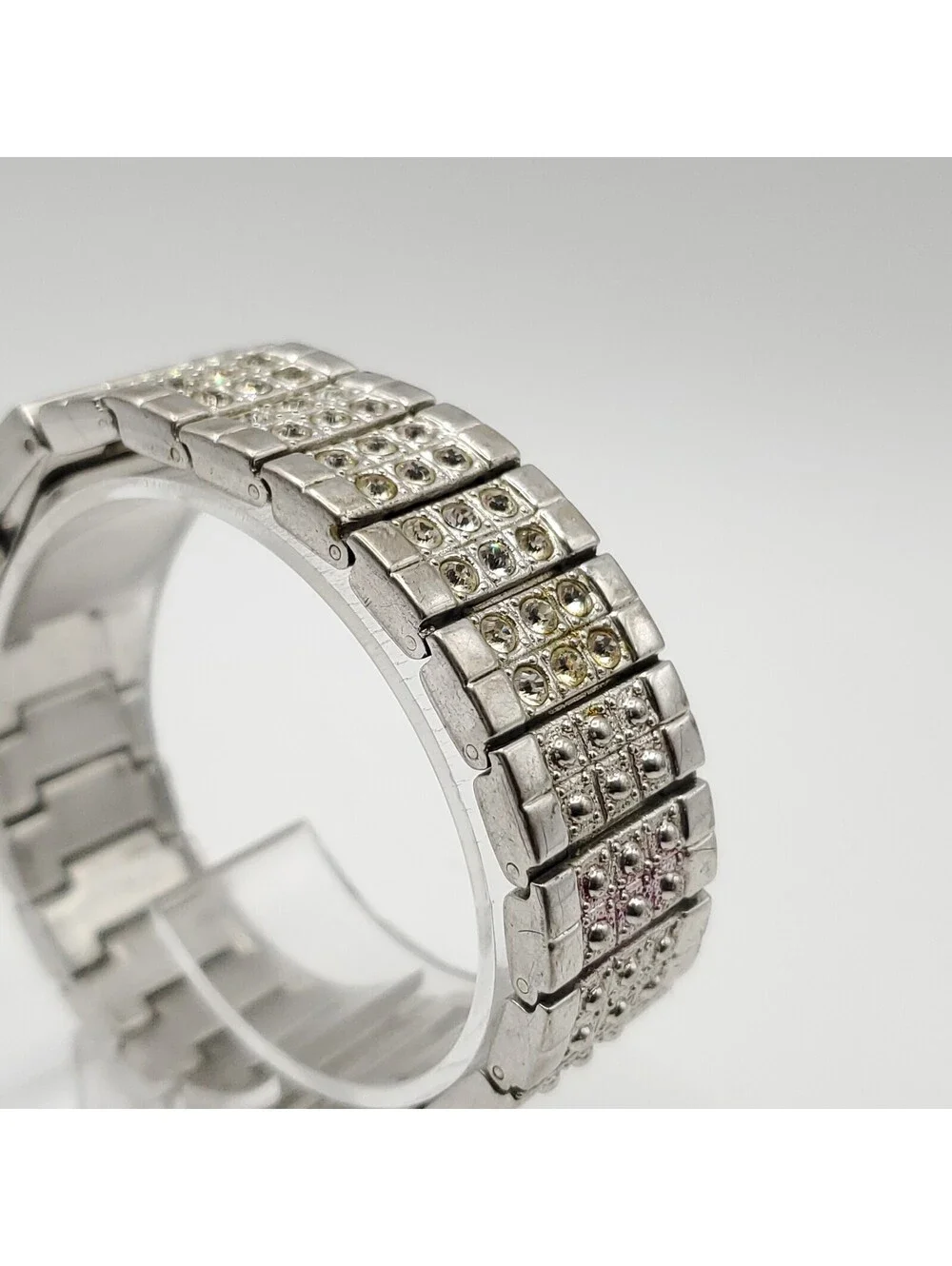 Daisy Fuentes Rhinestone Quartz 18mm Womens Rectangle Watch New Battery 6.5